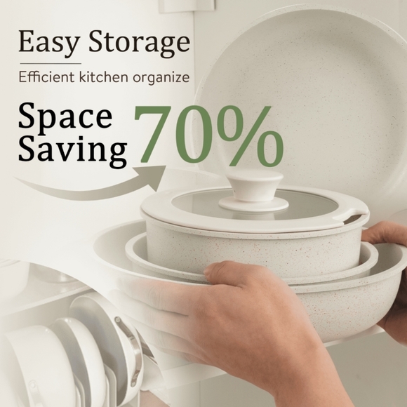 Carote Nonstick Cookware Sets, 17 Pcs Granite Non Stick Pots Pans Set - Picture 7 of 9